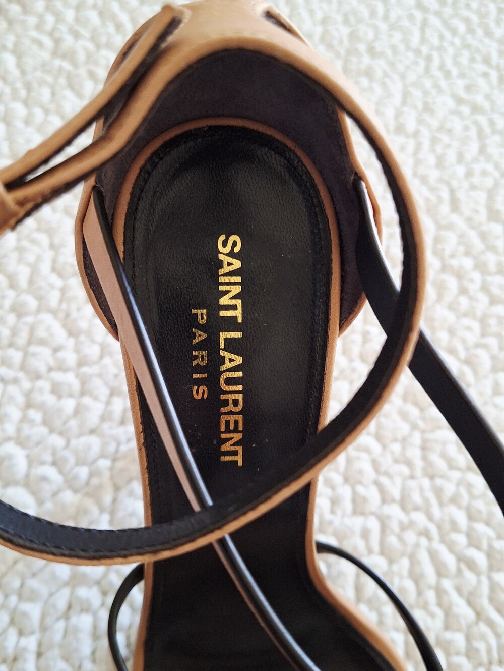 SAINT LAURENT Cassandra High Heel Sandals Gold Brown EU 38 US 8 Org $1,350 - Picture 14 of 16